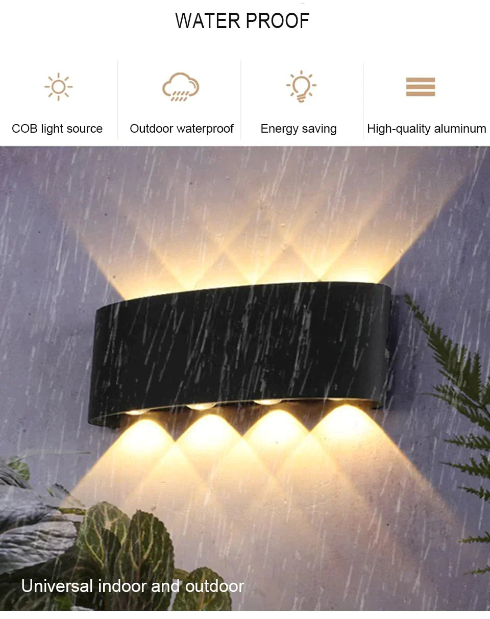 Lampe LED d'extérieur étanche IP65, en aluminium, haut et bas, pour jardin, véranda, éclairage Blaker, 110/220V