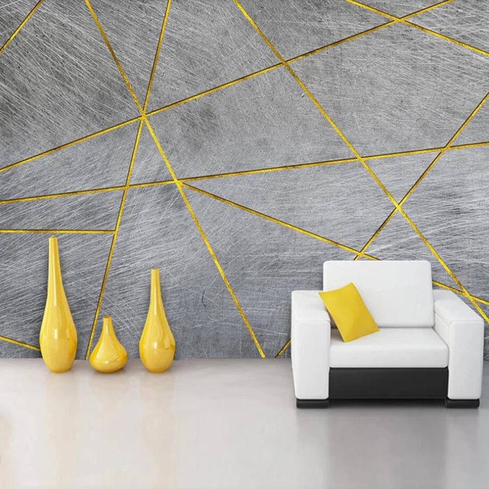 Serena's Nordic Minimalist Retro Geometric Gold Wallpaper Mural