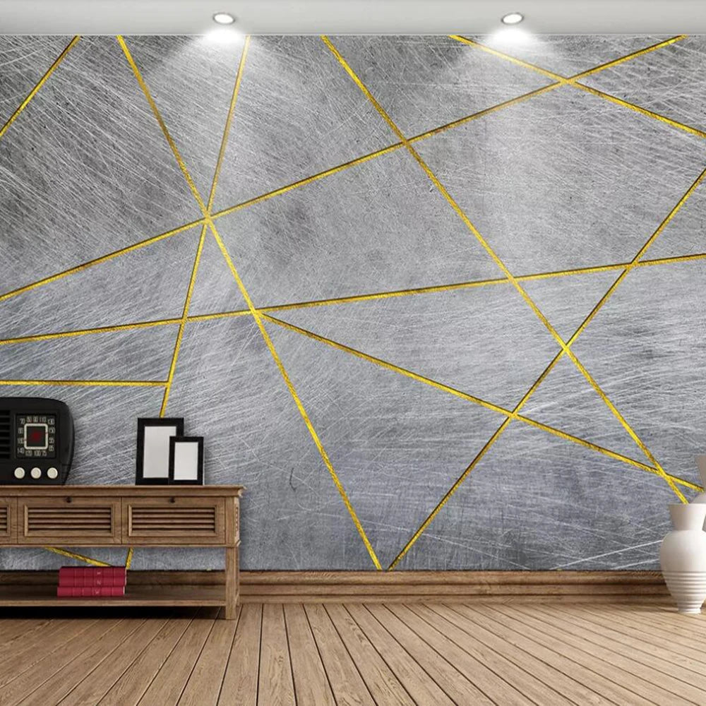Serena's Nordic Minimalist Retro Geometric Gold Wallpaper Mural