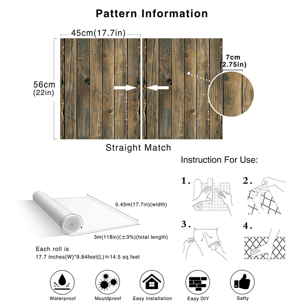 Emma's Retro Faux Wood Grain Peel And Stick Wallpaper: Transform Your Space Effortlessly