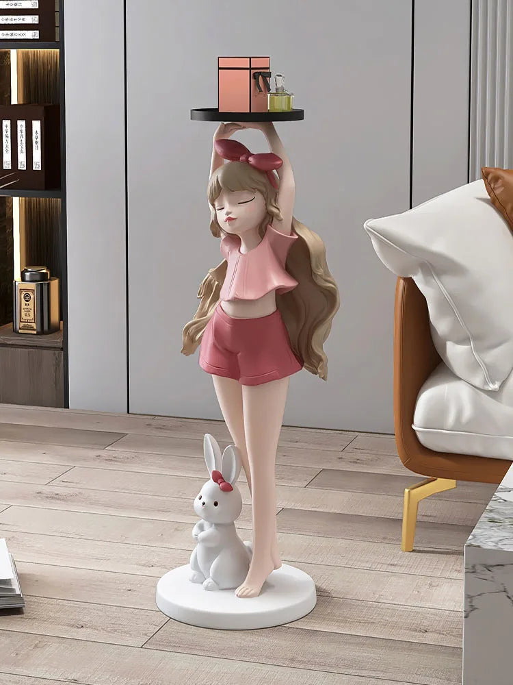Statue de fille de dessin animé nordique de Sophie, décoration de plateau