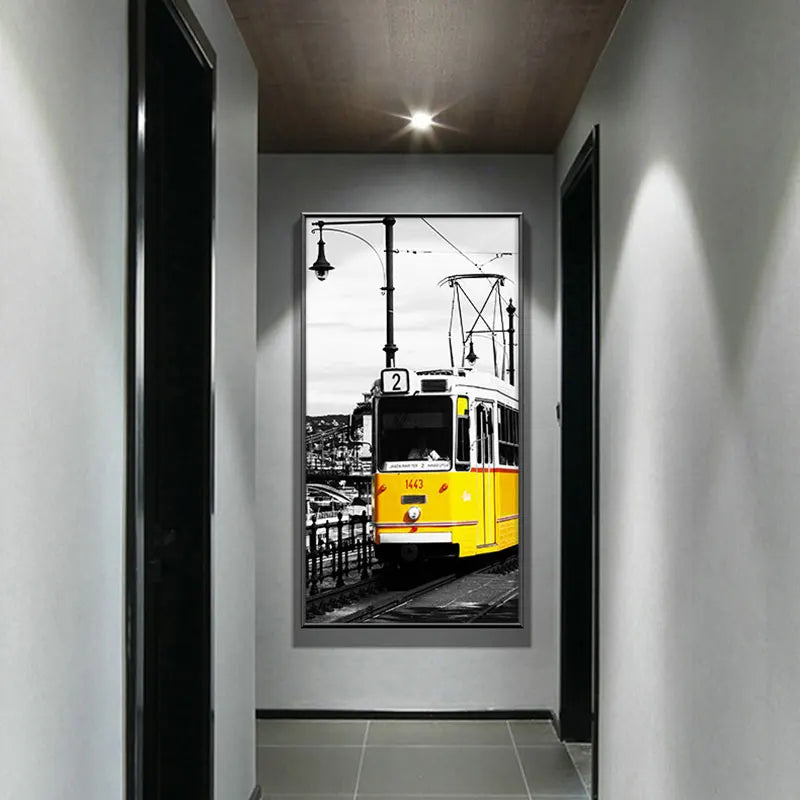 Elianna Modern Style Canvas Painting: New York Taxi Bike Bus Street Art