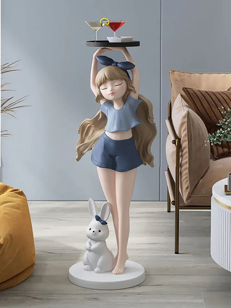 Statue de fille de dessin animé nordique de Sophie, décoration de plateau