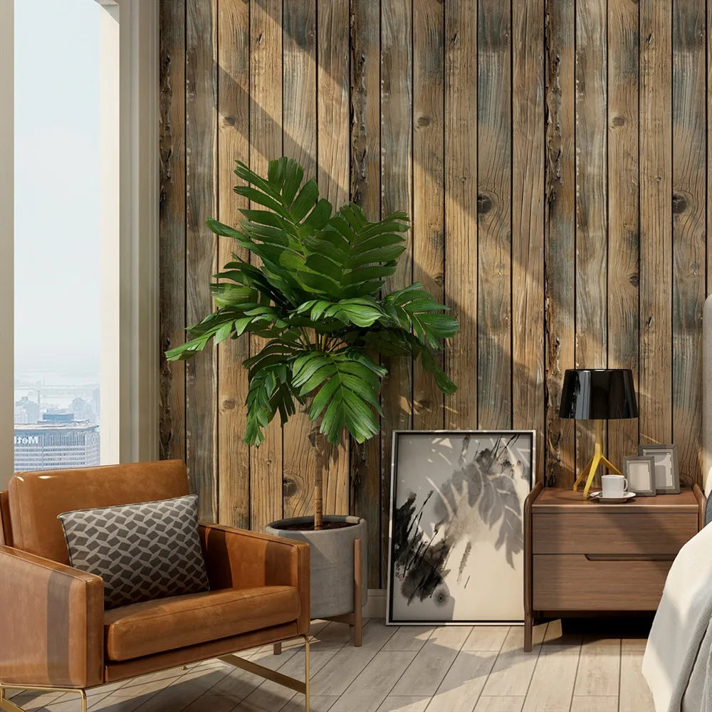 Emma's Retro Faux Wood Grain Peel And Stick Wallpaper: Transform Your Space Effortlessly