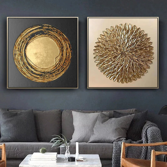 Luna's Abstract Gold Luxury Art Painting Vintage Canvas Poster: Elevate Your Home Decor