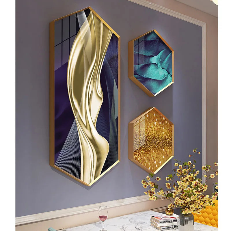 Cadre photo hexagonal en métal Art déco irrégulier moderne Ophelia pour décoration de restaurant