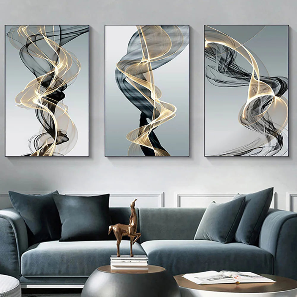 Peinture au diamant abstraite Emely avec lignes noires et jaunes