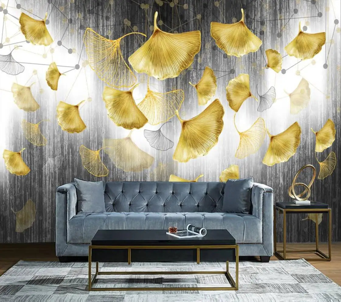 Gloria's Nordic Ginkgo Leaf Geometric Wallpaper Mural