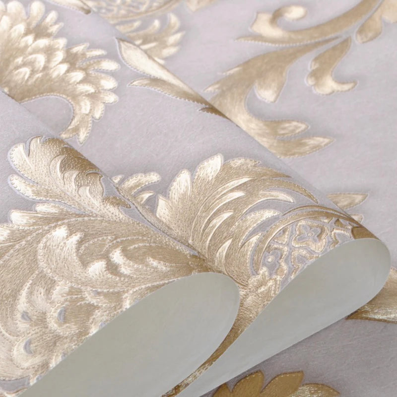 Quinn Ovoin Wallpaper Khaki Antique Gold Damask Wallpaper