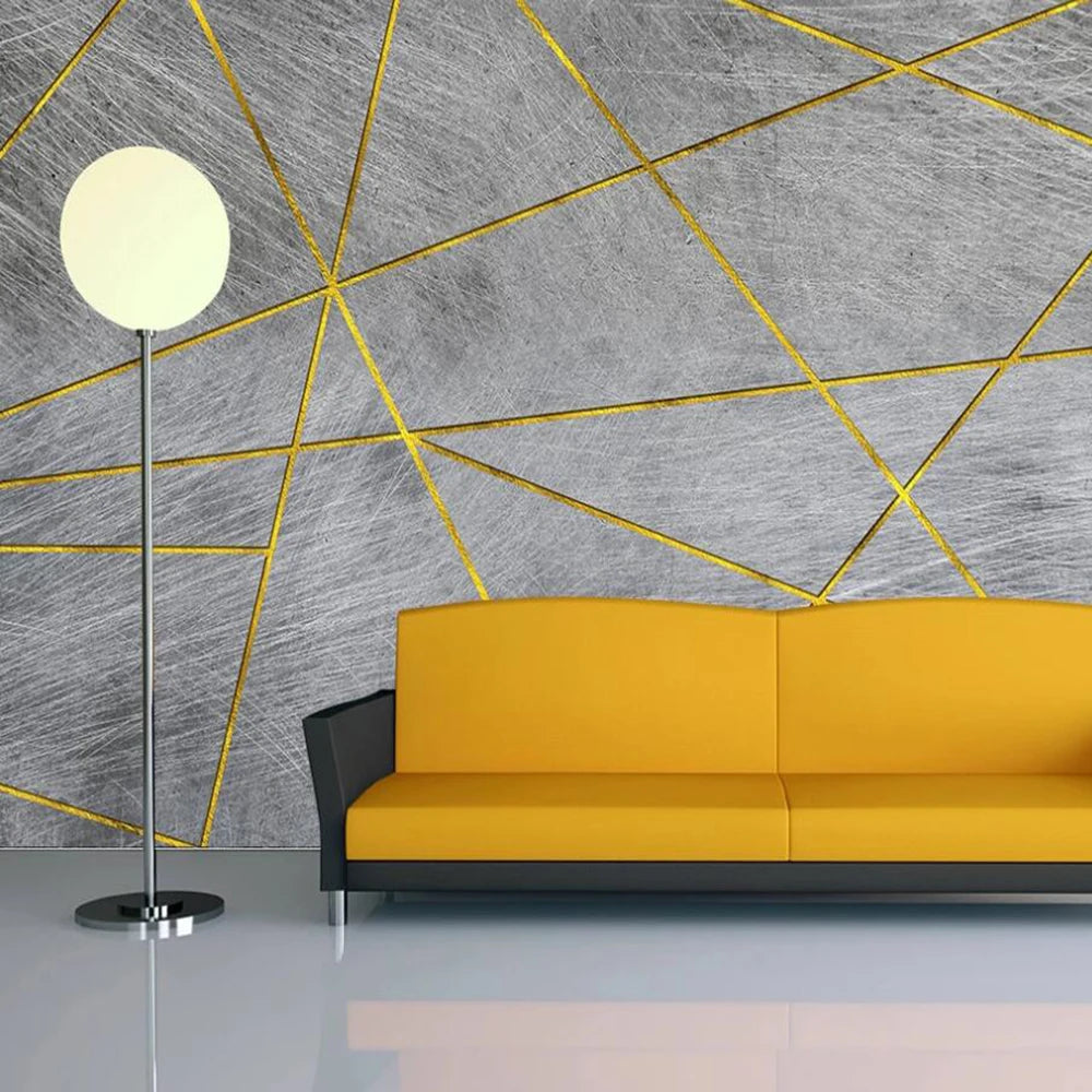 Serena's Nordic Minimalist Retro Geometric Gold Wallpaper Mural