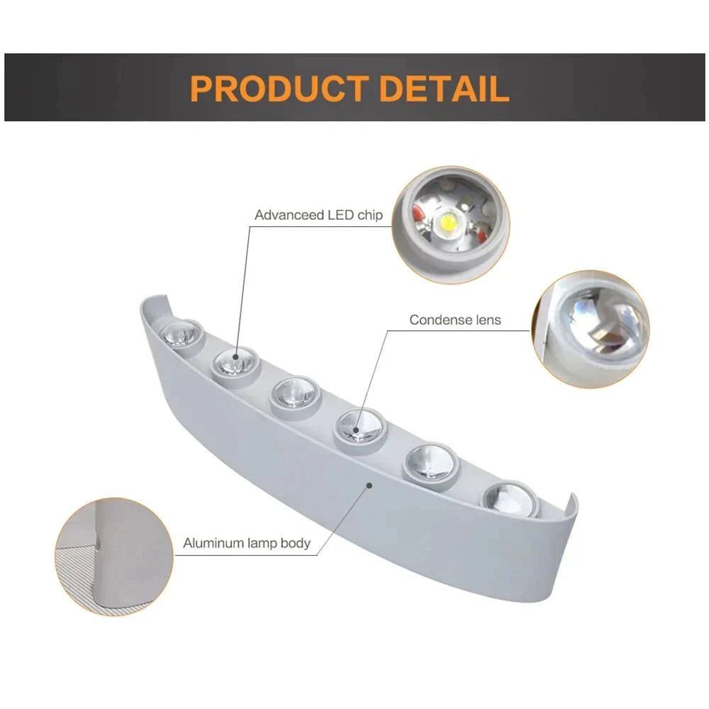 Lampe LED d'extérieur étanche IP65, en aluminium, haut et bas, pour jardin, véranda, éclairage Blaker, 110/220V