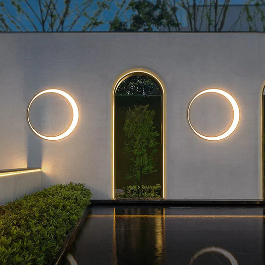 Outdoor Verlichting Waterdichte IP65 Rvs Ronde Maan Lamp Voor Straat Tuin 11W 19W 24W 36W Creative Externe Wandkandelaar