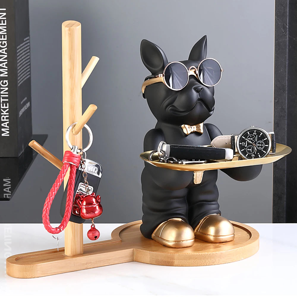 Eleanor's Resin French Bulldog Statue Decorative Storage Tray