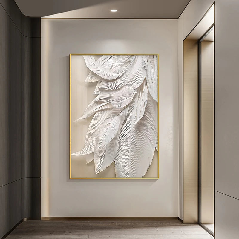Astrid Modern Black and White Feather Canvas Poster Print