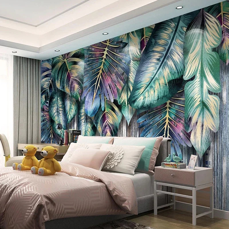 Monica Custom Photo Wallpaper 3D Creative Tropical Plant Leaves Murals