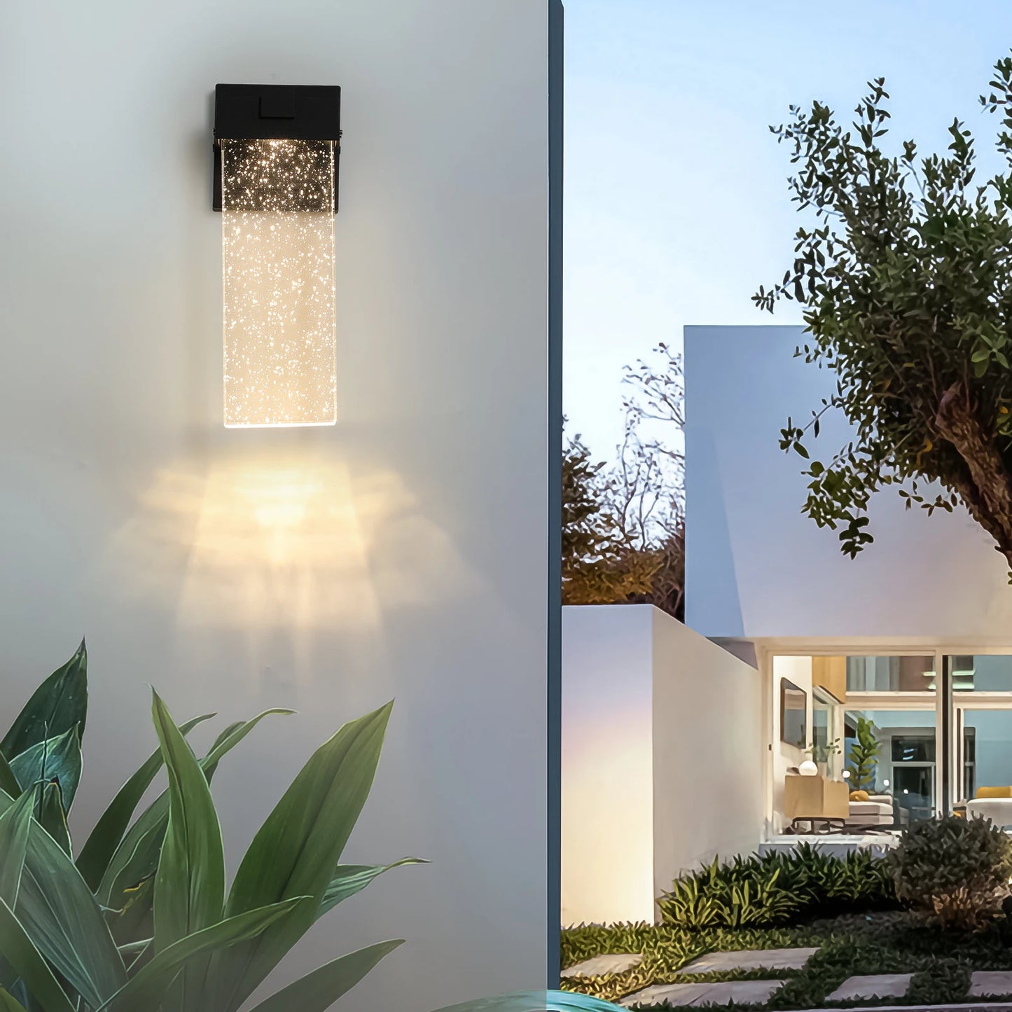 Home Deco Black LED Outdoor Wall Light with Bubble Glass