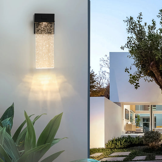 Home Deco Black LED Outdoor Wall Light with Bubble Glass