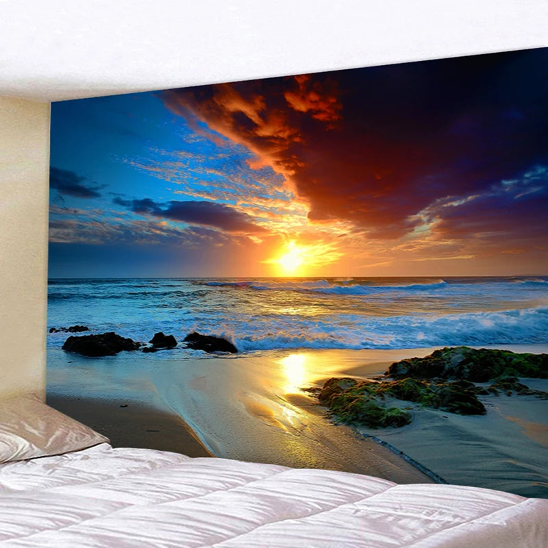 Ella's Beautiful Sea Beach Landscape Tapestry