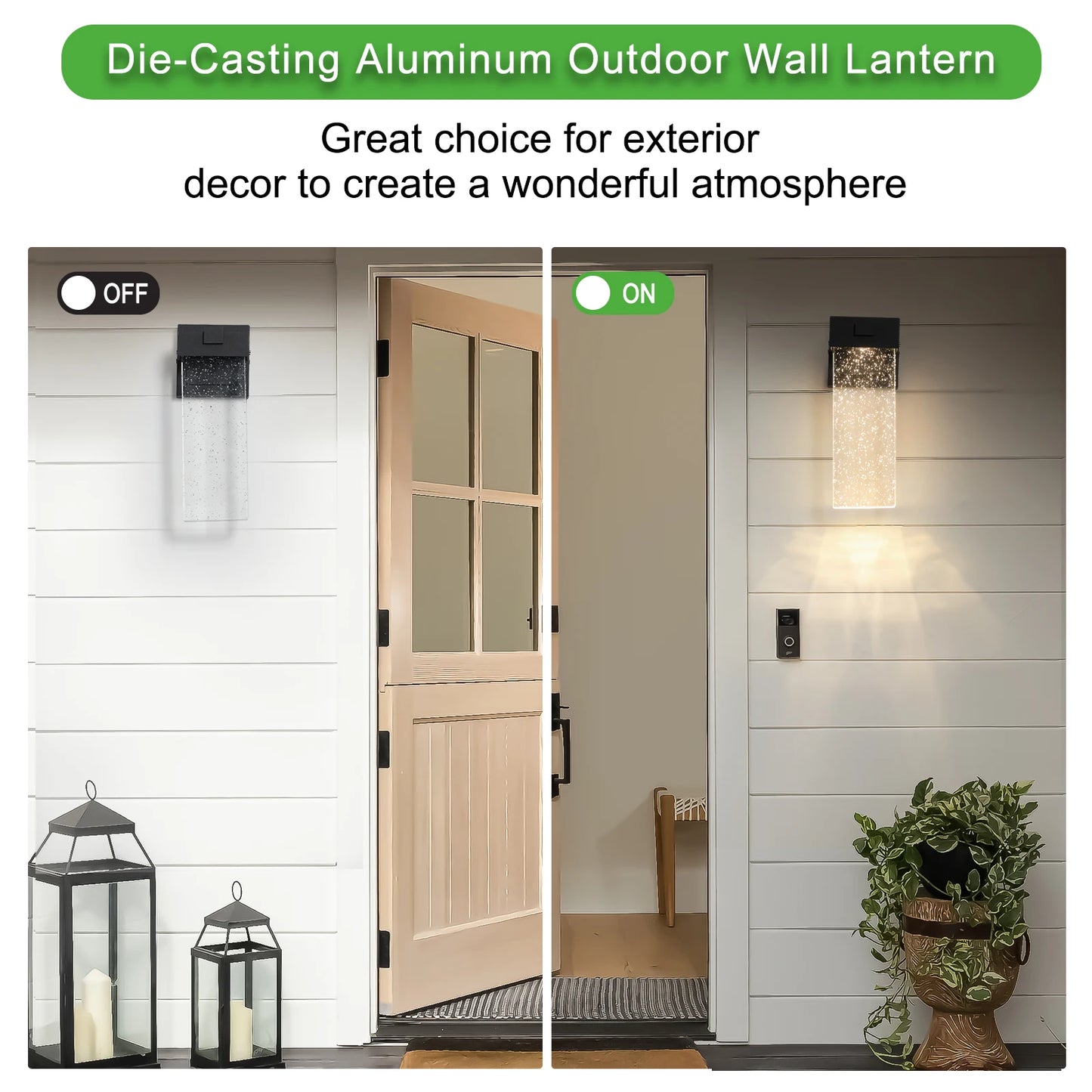 Home Deco Black LED Outdoor Wall Light with Bubble Glass