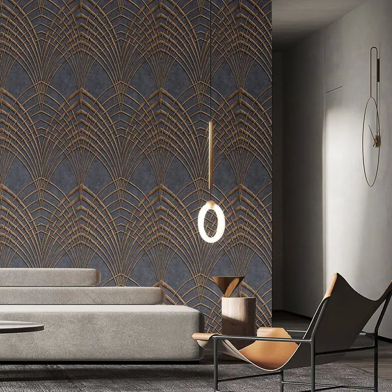 Joelle Metallic Abstract Geometric Wallpaper - Luxury Home Decor