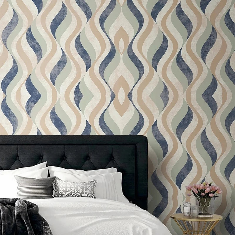 Taytum Modern Luxury 3D Wave Stripes Painting Mural Wallpaper