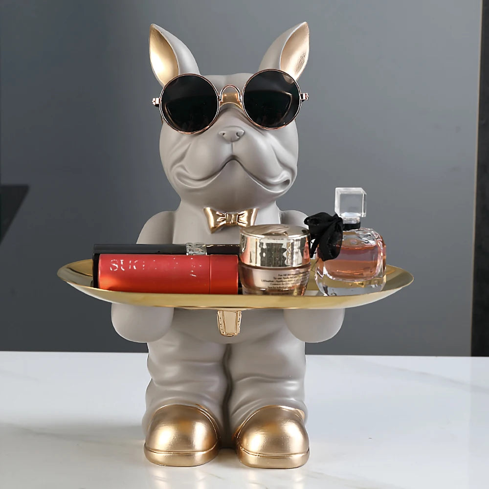 Eleanor's Resin French Bulldog Statue Decorative Storage Tray