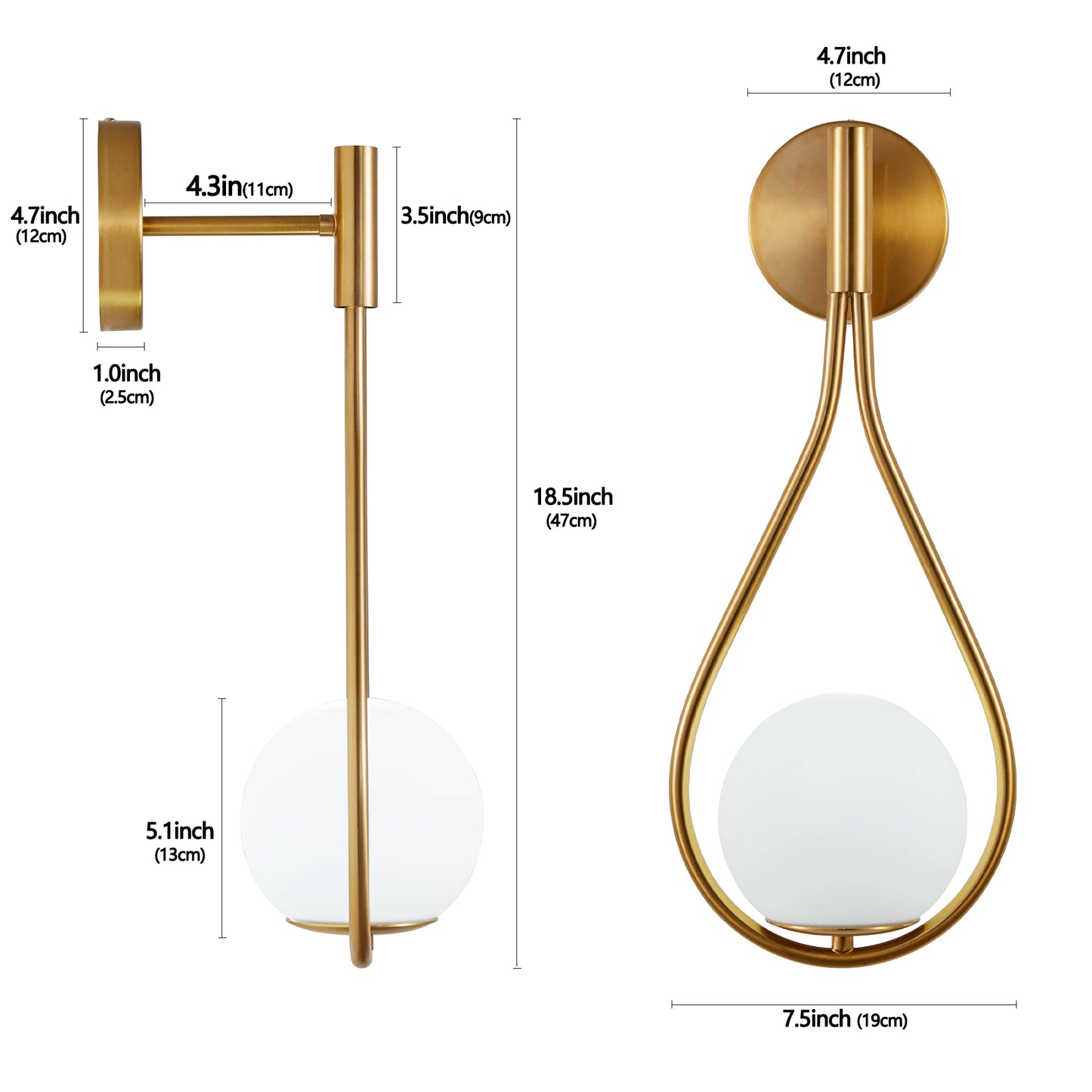 Home Deco Gold Frosted Glass Wall Lamp
