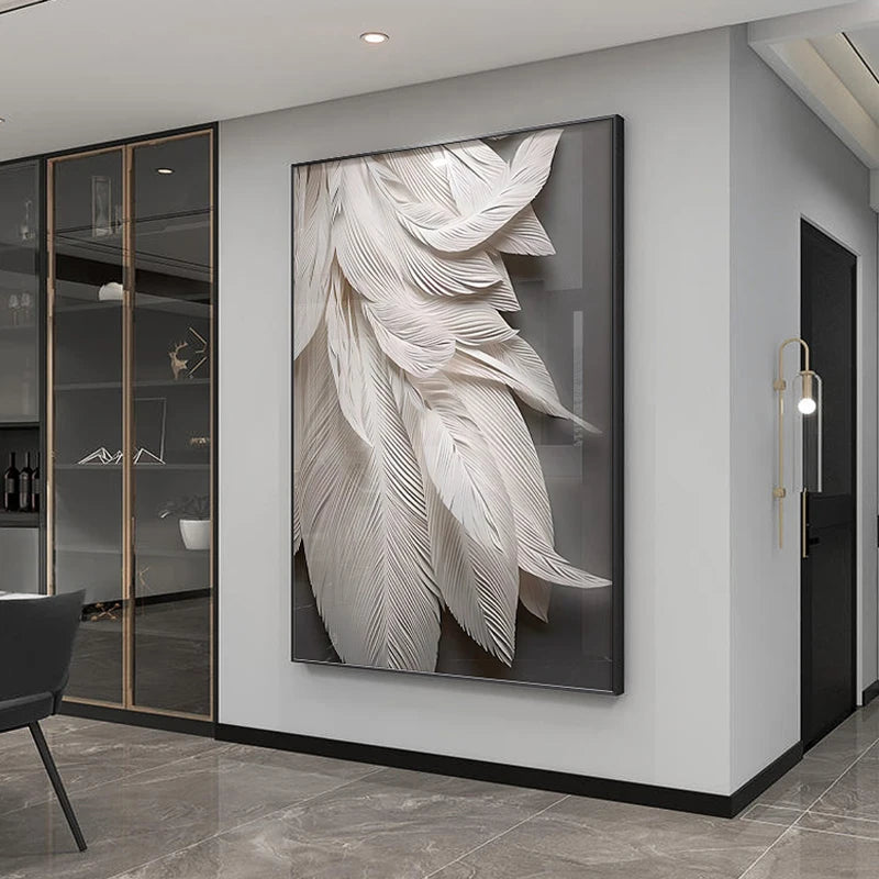 Astrid Modern Black and White Feather Canvas Poster Print