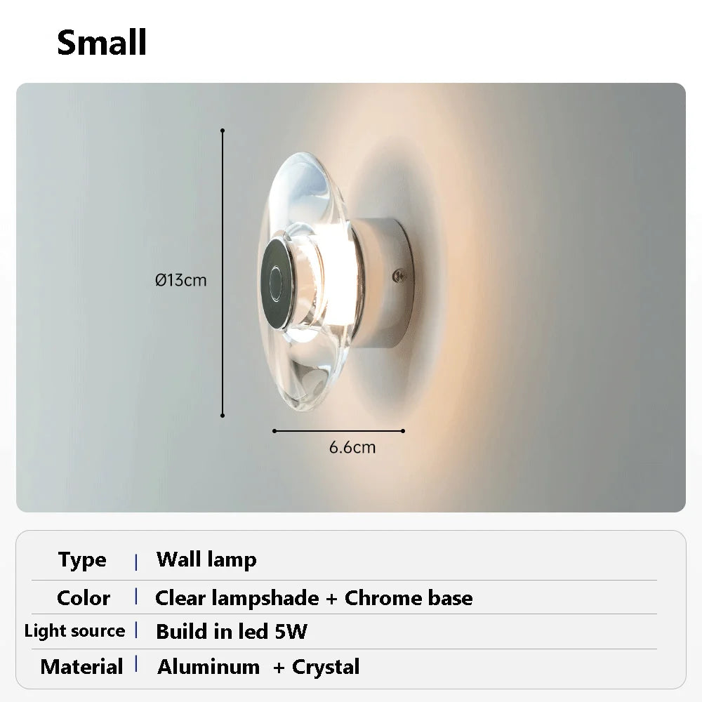 Home Deco Modern Round Crystal Wall Lamp