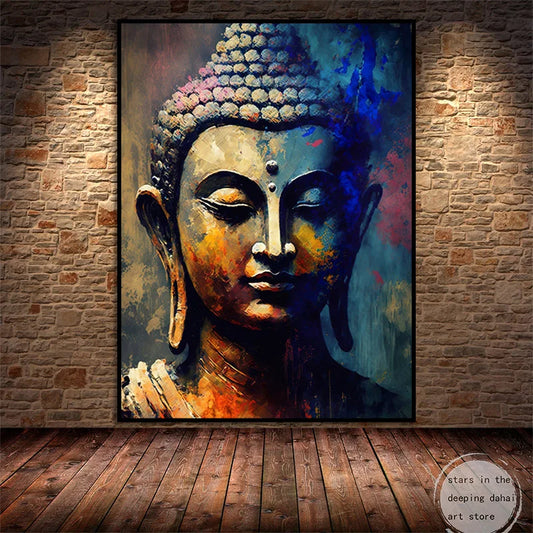 Ella's Retro Buddha Canvas Painting