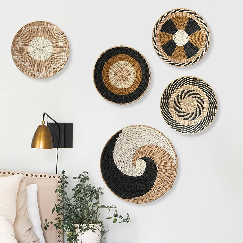 Jazmine Boho Hanging Wall Decor Woven Wall Basket Plate