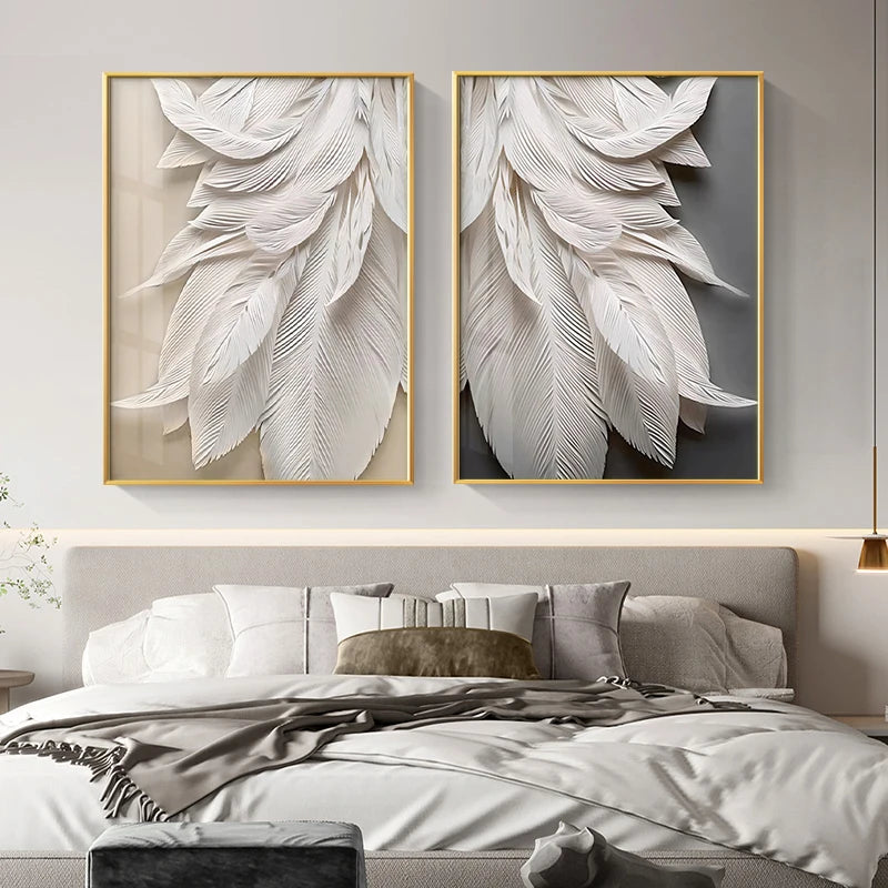 Astrid Modern Black and White Feather Canvas Poster Print
