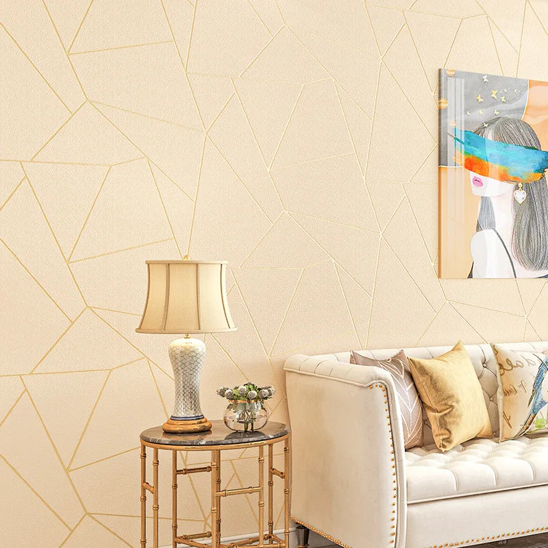 Kataleya Blue White Beige Silver Line 3D Wallpaper