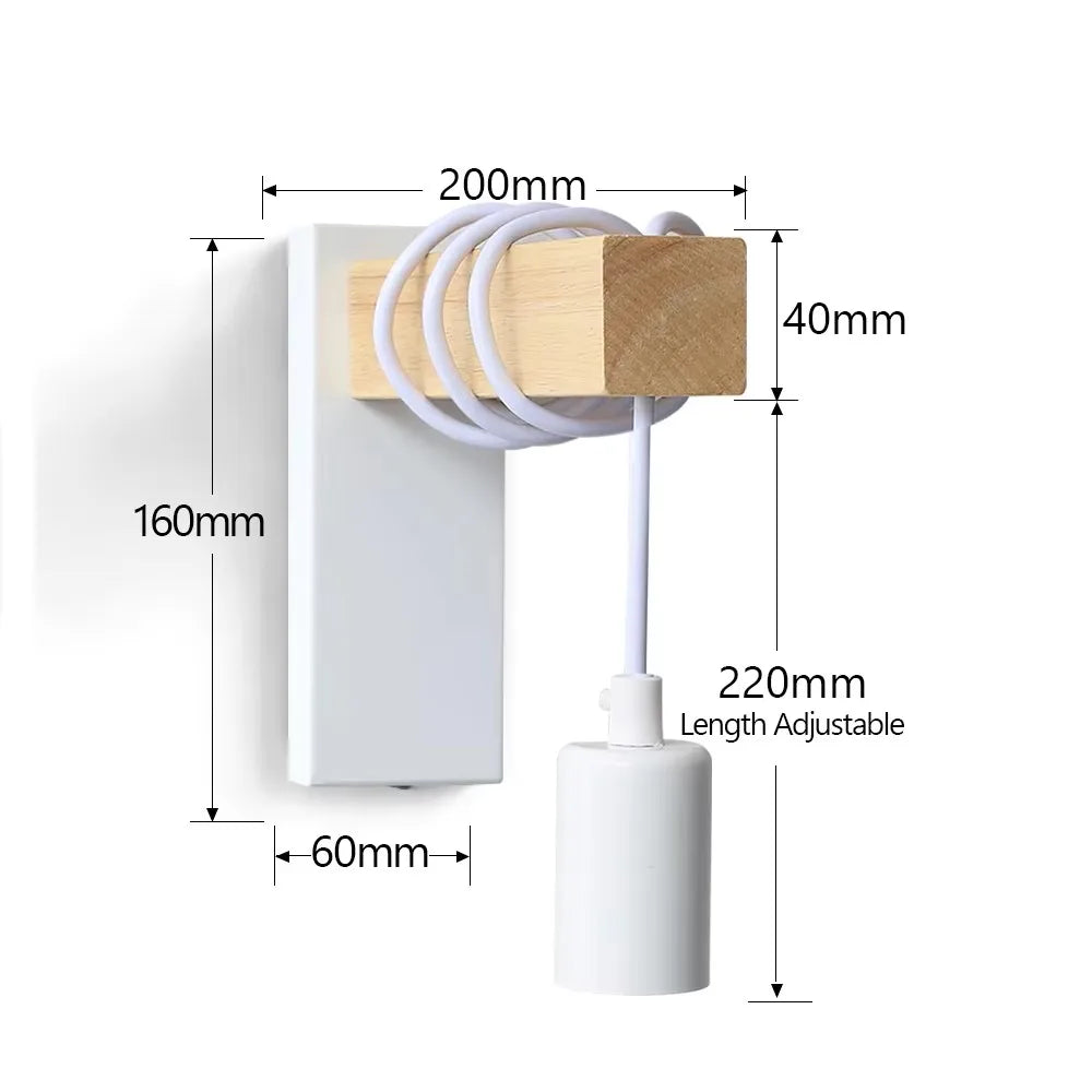 Home Deco Nordic Iron Wood Wall Lamp