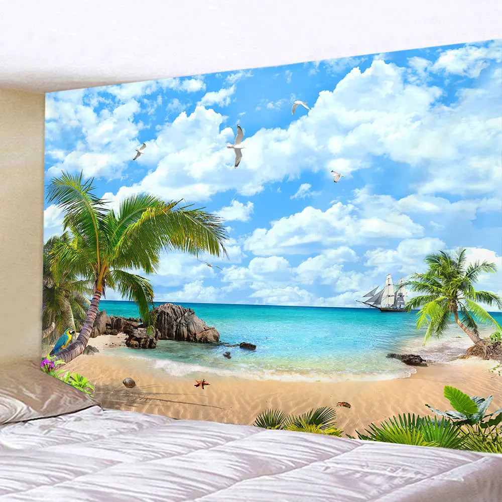 Ella's Refreshing Natural Beach Landscape Tapestry