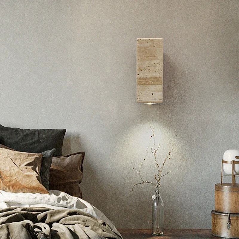 Home Deco Yellow Travertine Stone Wall Lamp