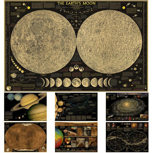 Michelle Solar System Poster Retro Kraft Paper Prints