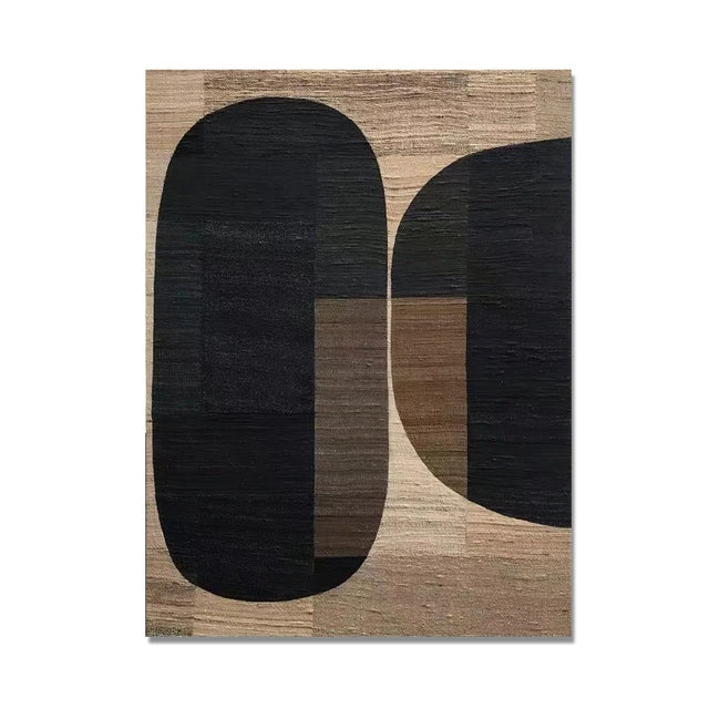 Peinture sur toile abstraite à géométrie noire rétro d'Amora