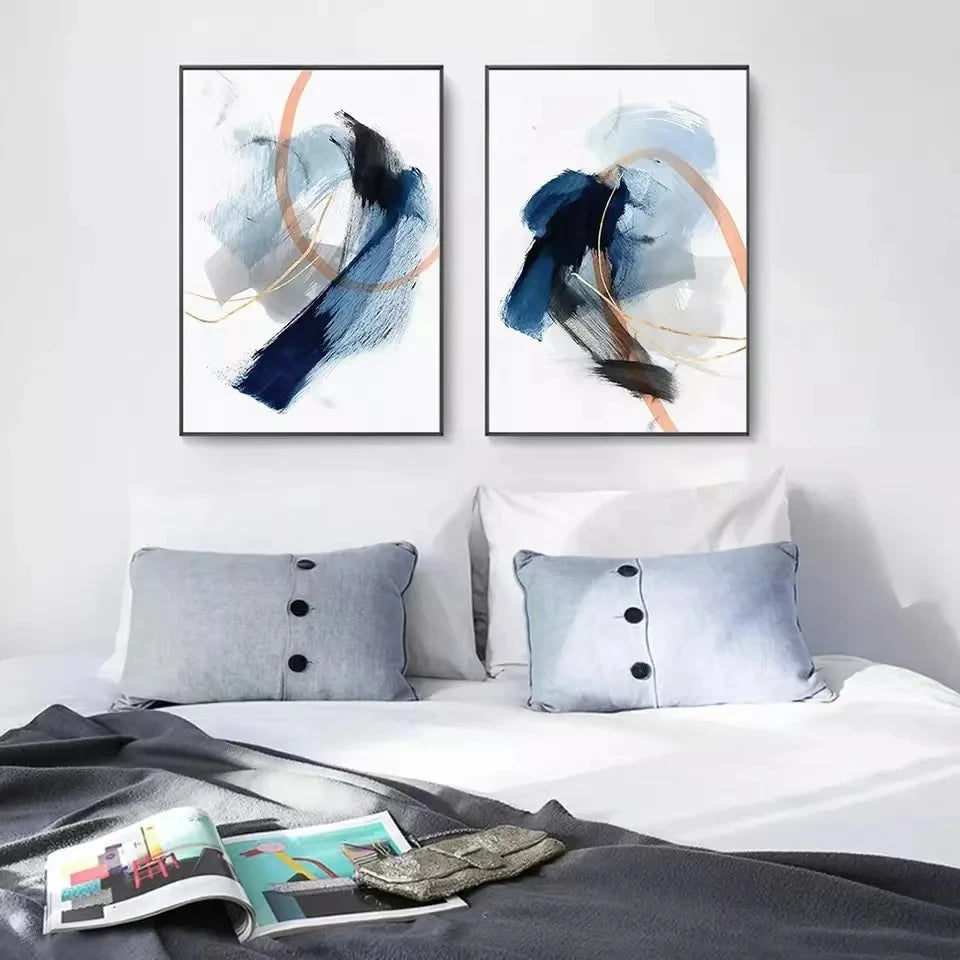 Rebecca Abstract Blue Watercolor Art Poster Nordic Canvas Painting