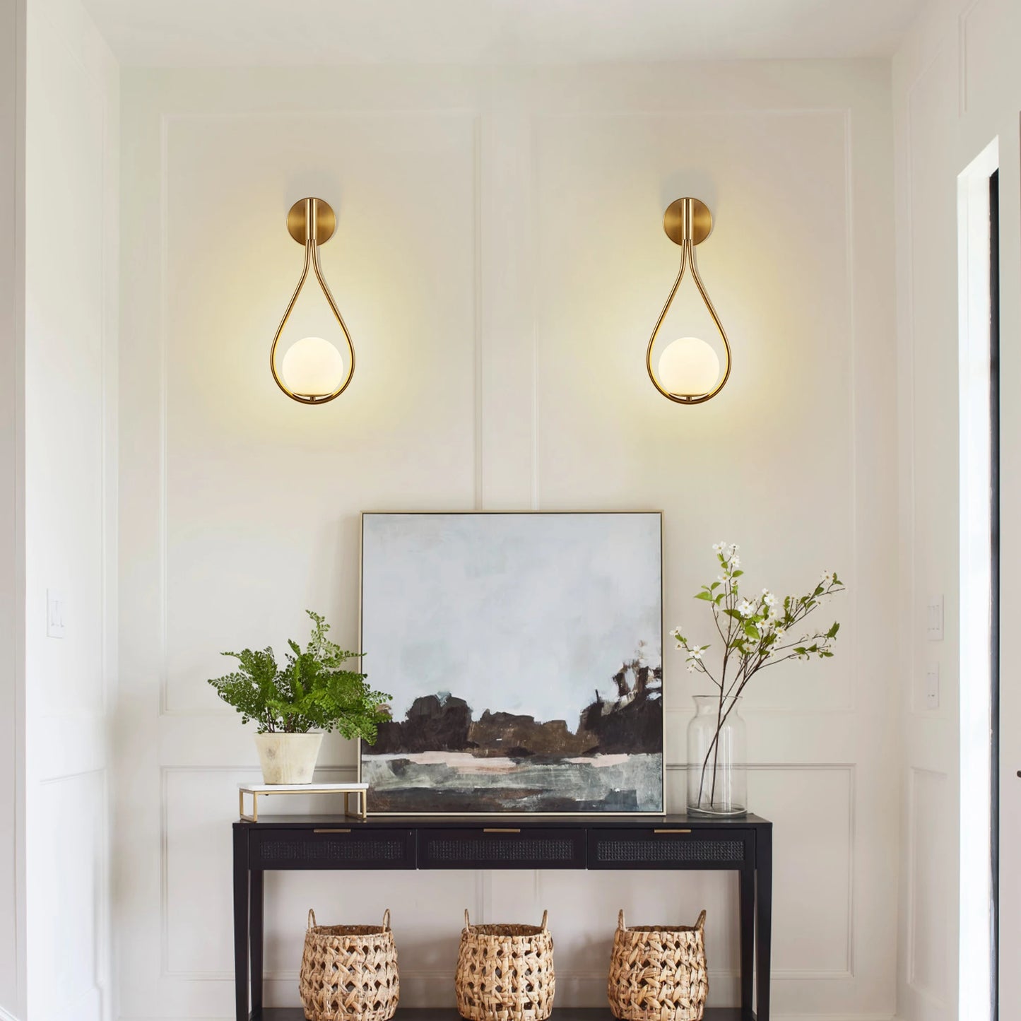 Home Deco Gold Frosted Glass Wall Lamp