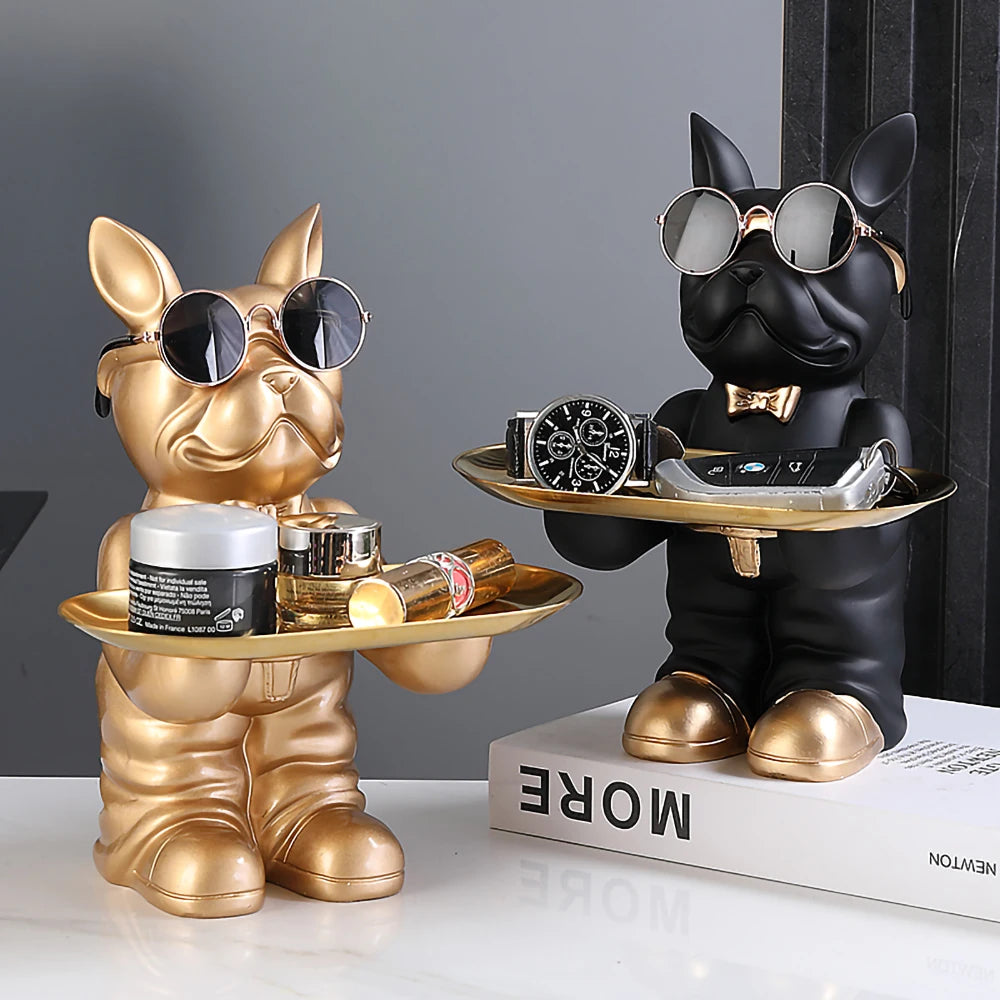 Eleanor's Resin French Bulldog Statue Decorative Storage Tray