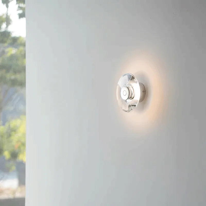 Home Deco Modern Round Crystal Wall Lamp