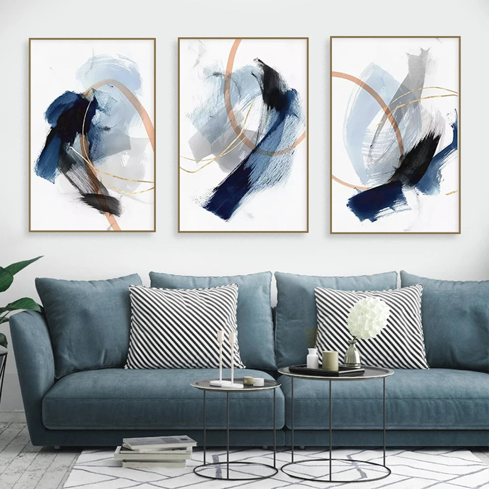 Rebecca Abstract Blue Watercolor Art Poster Nordic Canvas Painting