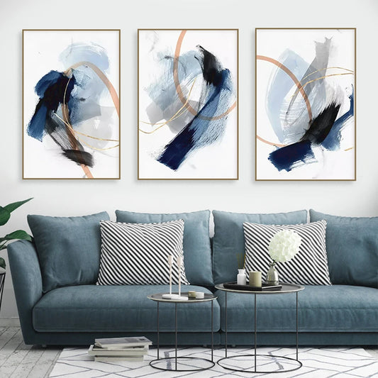 Rebecca Abstract Blue Watercolor Art Poster Nordic Canvas Painting