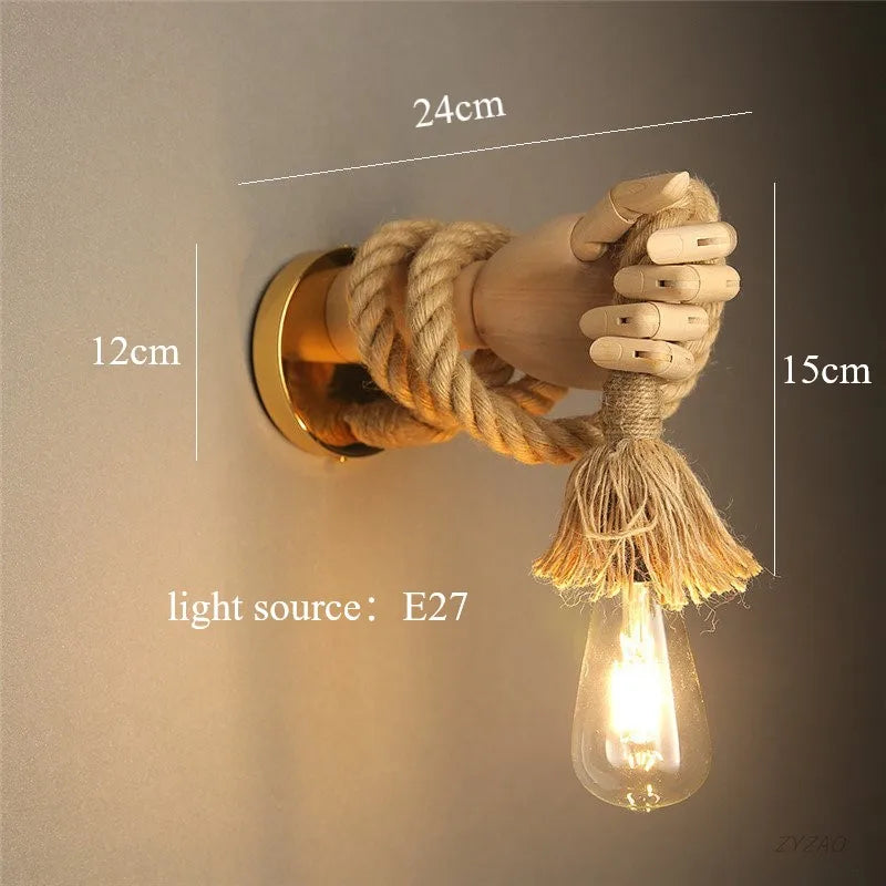 Home Deco Nordic Hemp Rope Wall Lamp