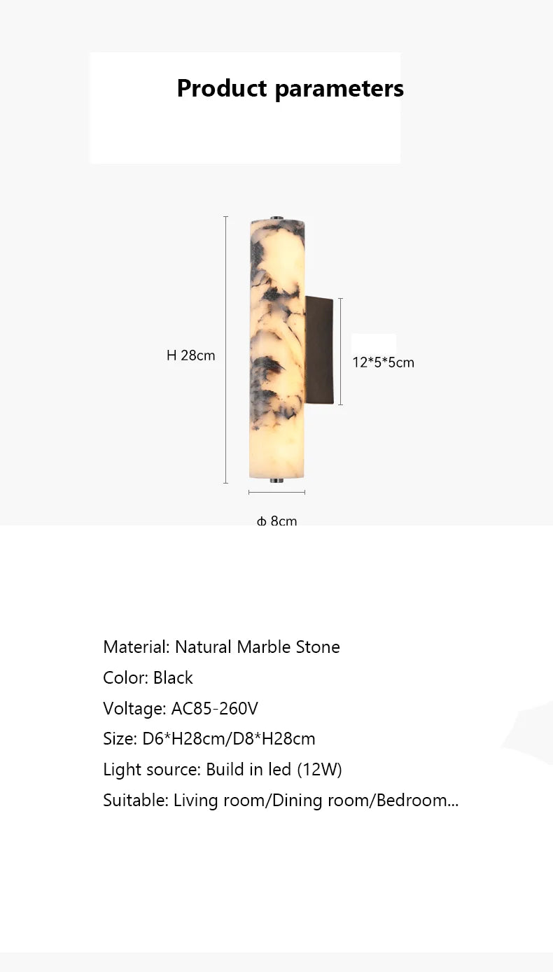 Home Deco Italian Black Marble Wall Lamp