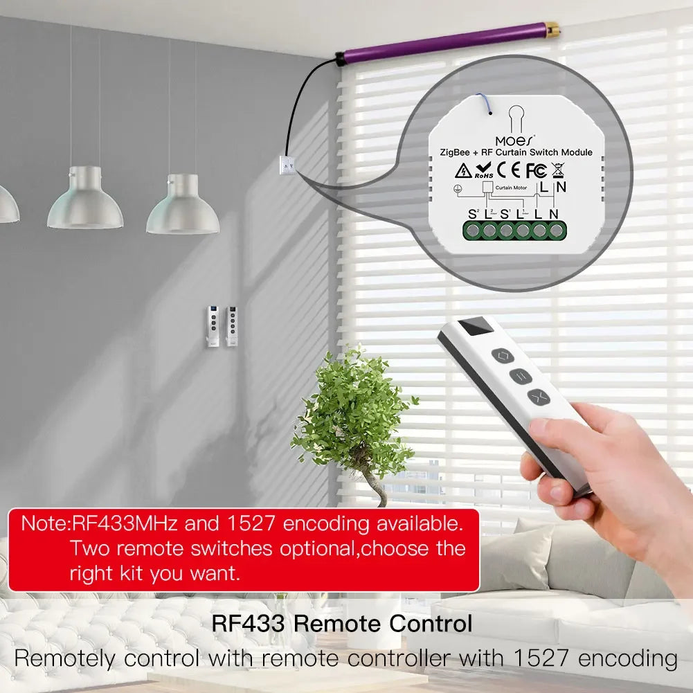 Avery's Moes ZigBee Smart RF433 Curtain Switch Module