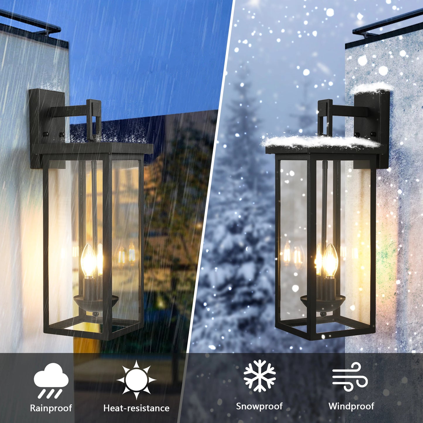 Home Deco 22" Outdoor Wall Lantern with Dusk to Dawn Sensor