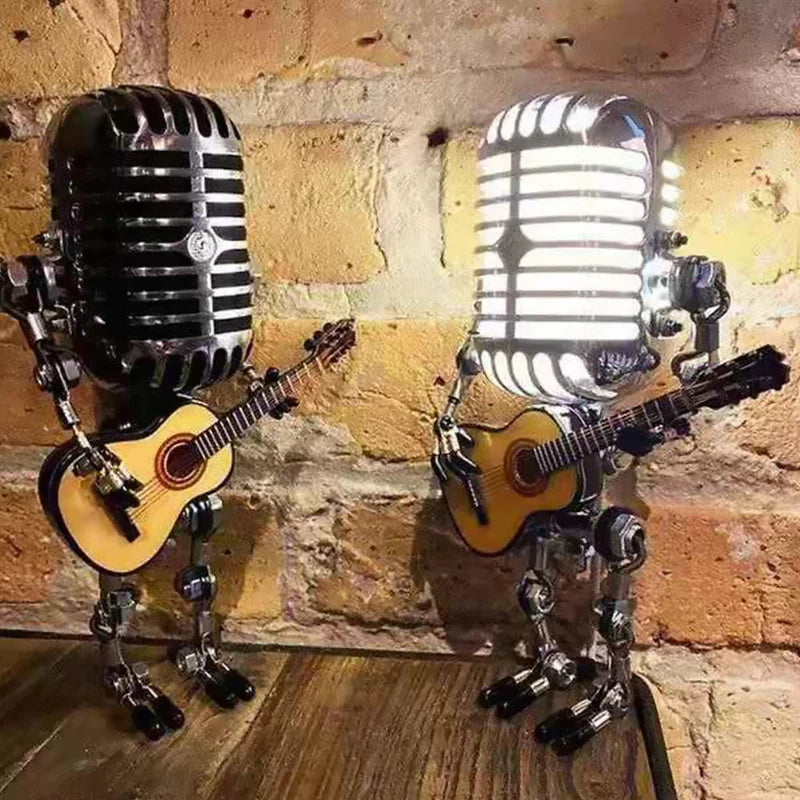 Figurine de table en métal Zoe New Art en métal intéressant Microphone mécanique Robot lampe