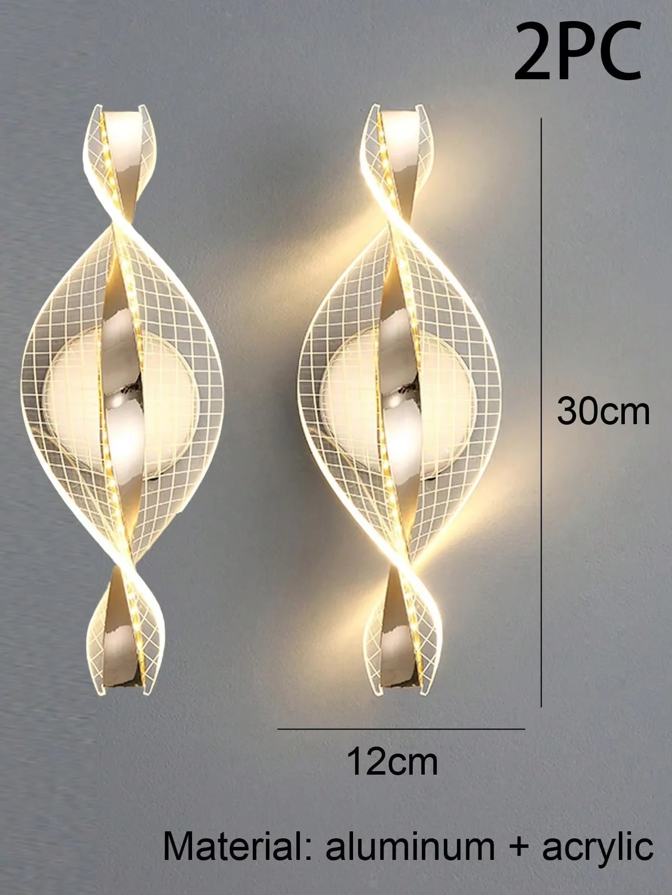 Home Deco Acrylic Gold/Black Modern LED Outdoor Wall Sconce